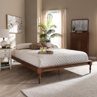 Baxton Studio MG0005-Ash Walnut Rattan-Full-Frame Romy Vintage French Inspired Ash Wanut Finished Full Size Wood Bed Frame